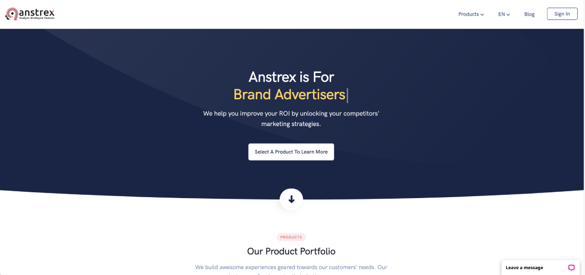 Screenshot of Anstrex Homepage