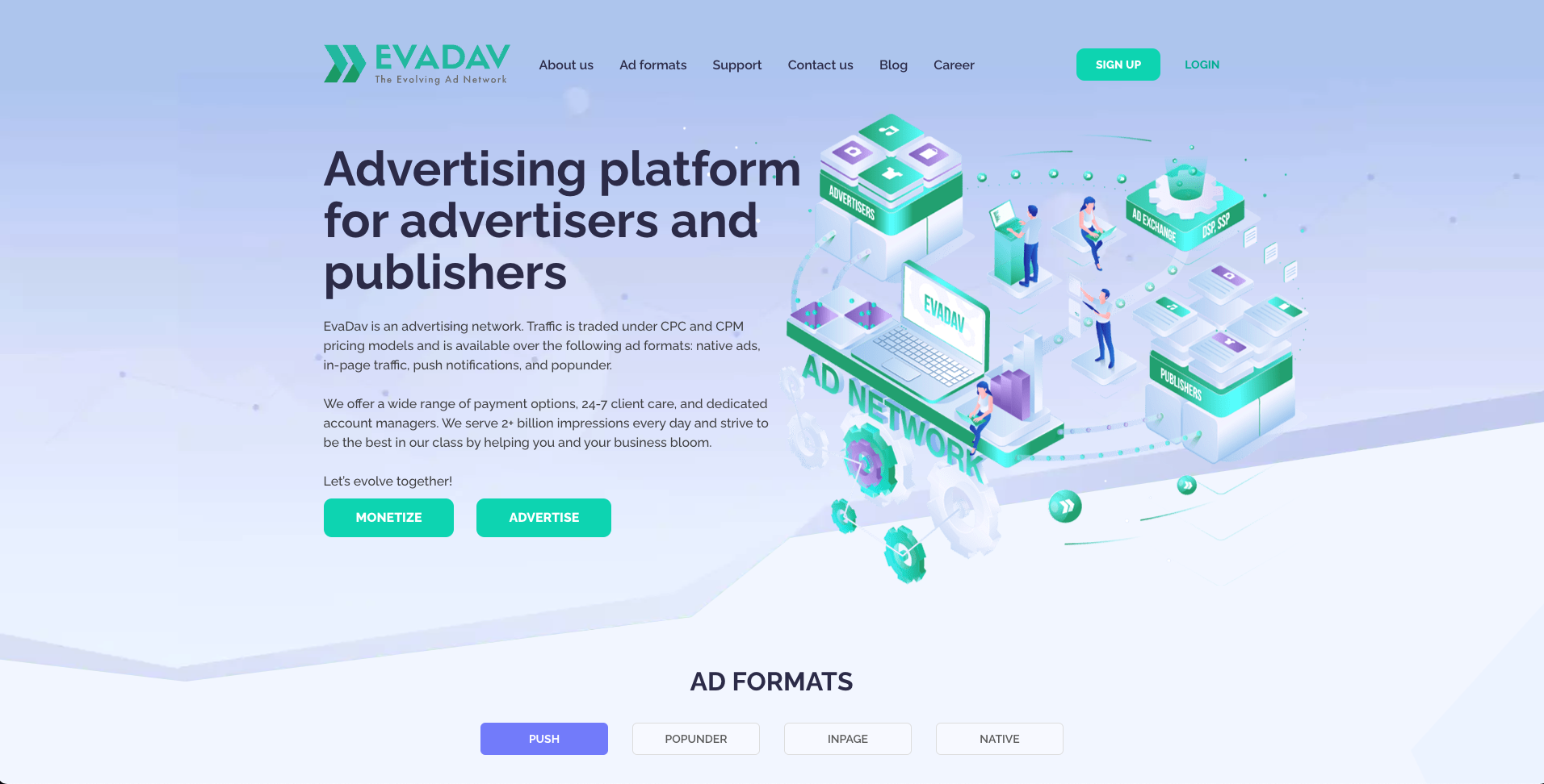 Screenshot of EvaDav Homepage