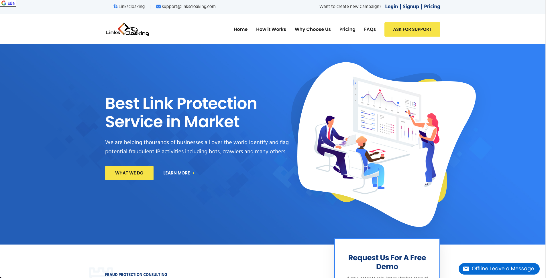 Screenshot of Linkscloaking Homepage