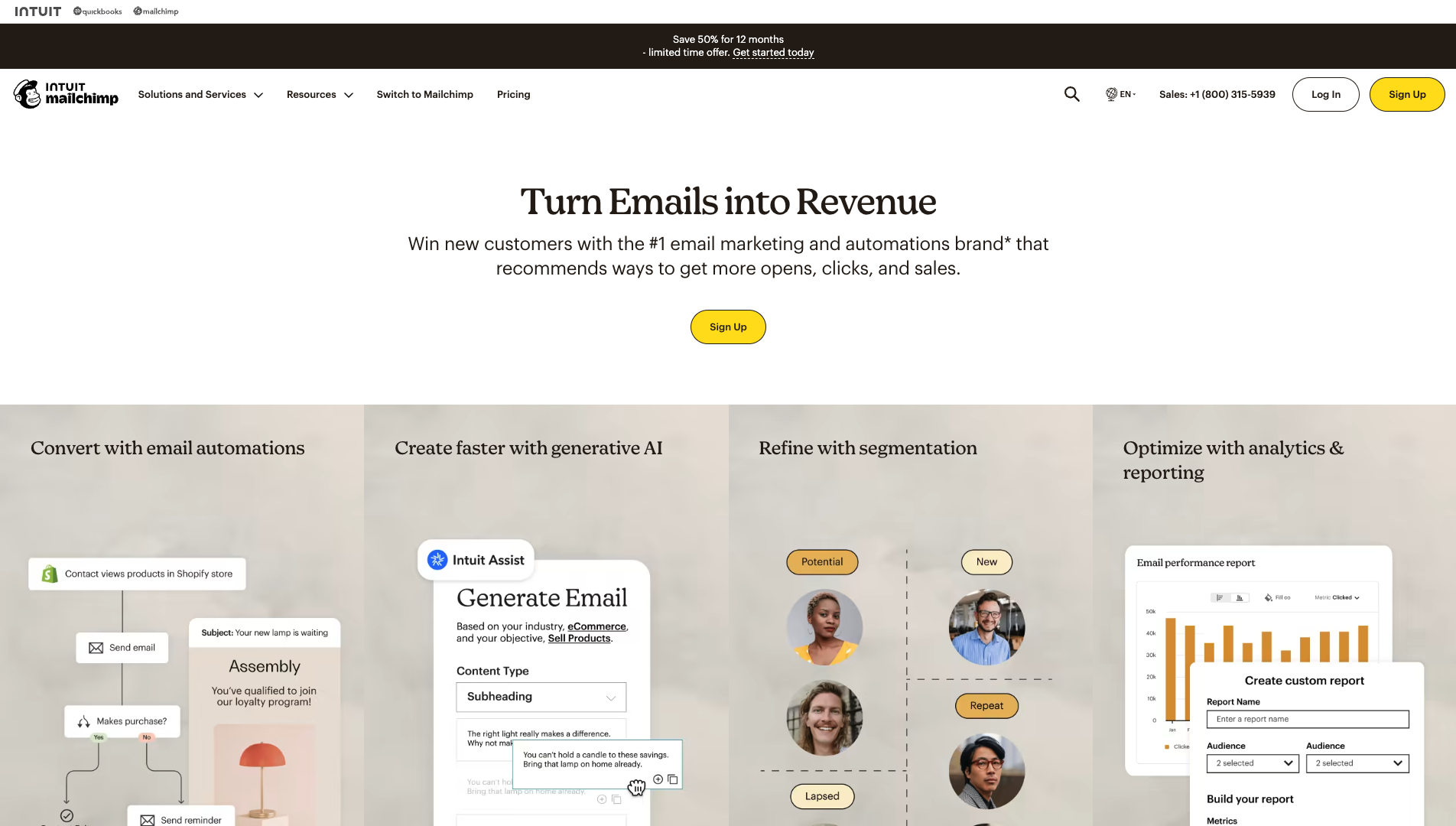 Screenshot of MailChimp Homepage