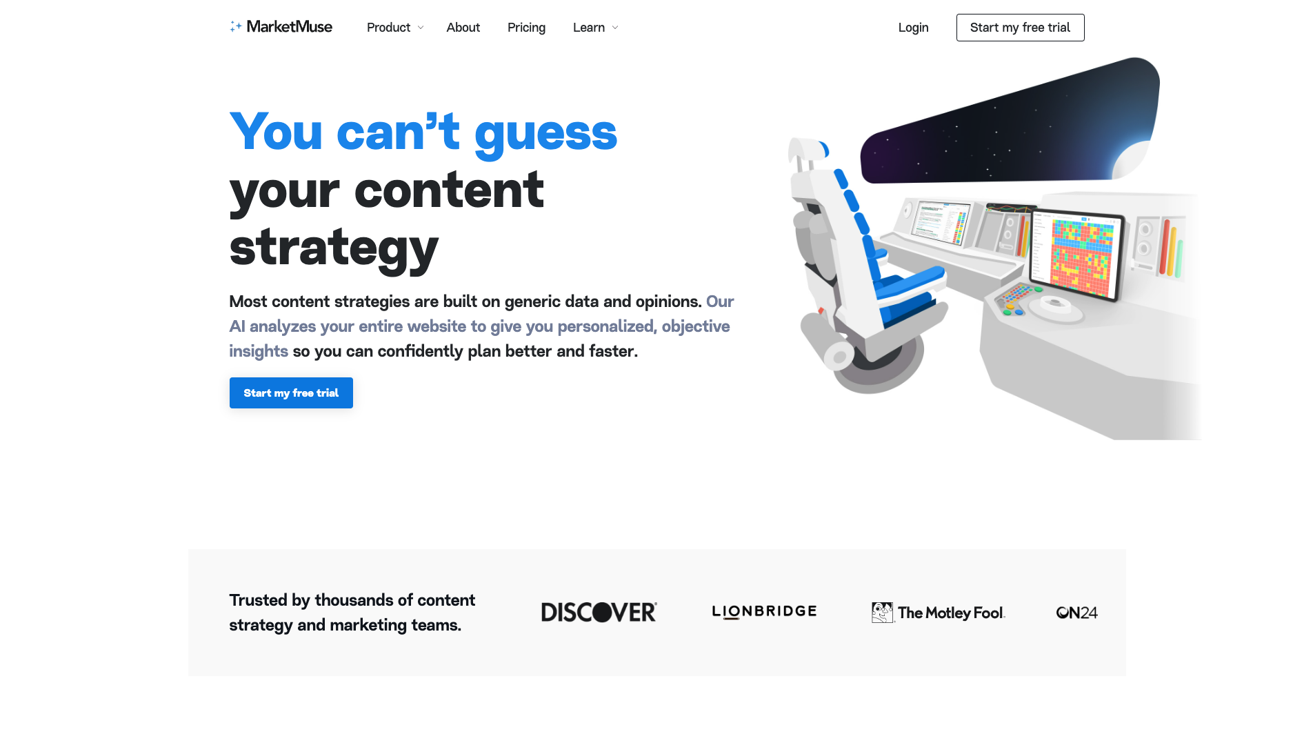 Screenshot of MarketMuse Homepage