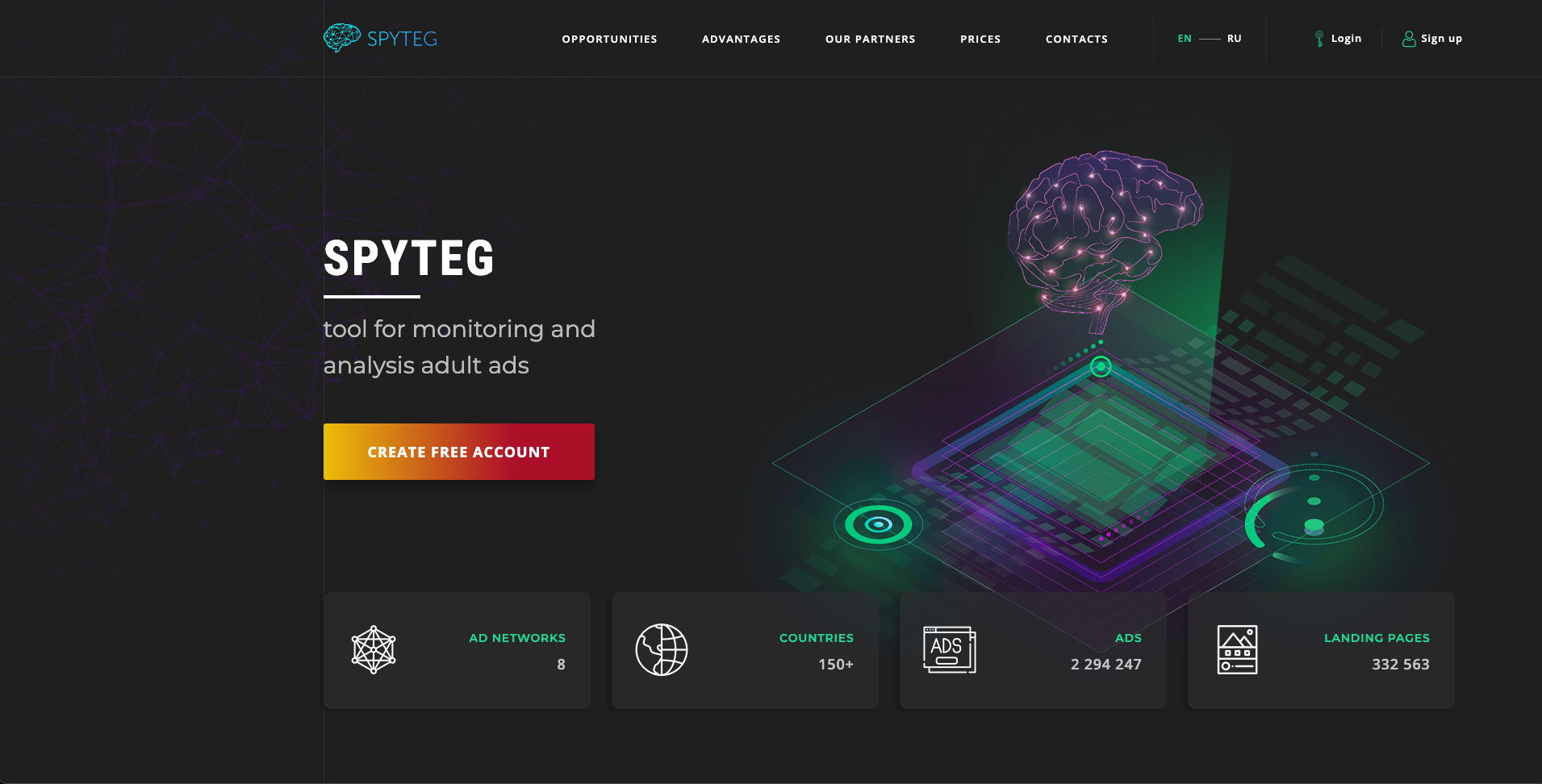 Screenshot of Spyteg Homepage