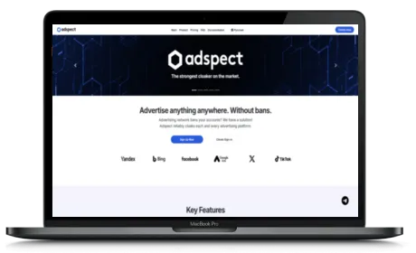 Adspect website displayed on a Macbook