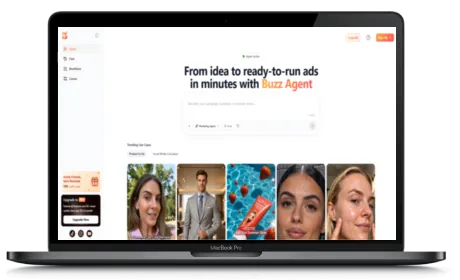 Buzz Video website displayed on a Macbook