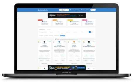 CoinMarketCal website displayed on a Macbook