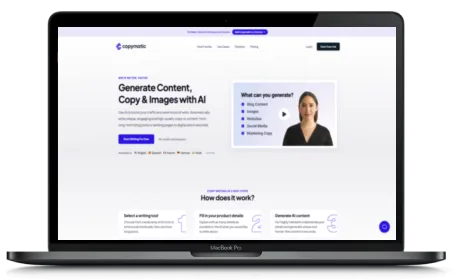 Copymatic website displayed on a Macbook