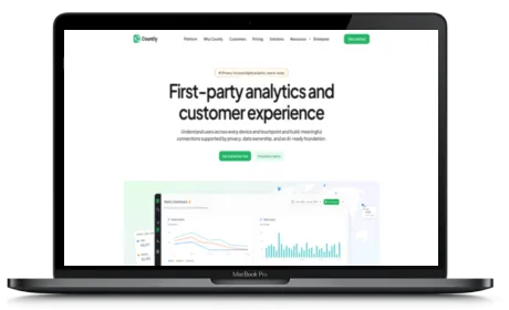 Countly website displayed on a Macbook