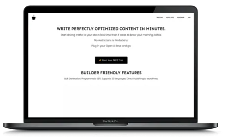 Cuppa website displayed on a Macbook