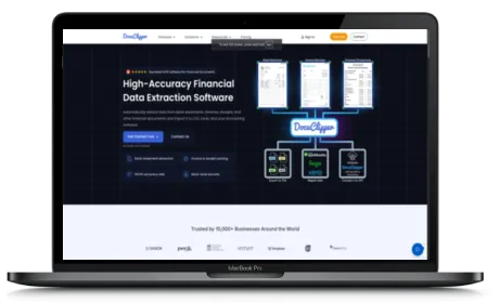 DocuClipper website displayed on a Macbook