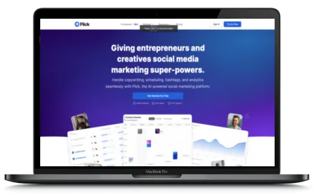 Flick.social website displayed on a Macbook