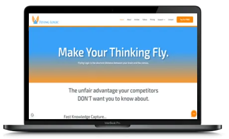 Flying Logic website displayed on a Macbook