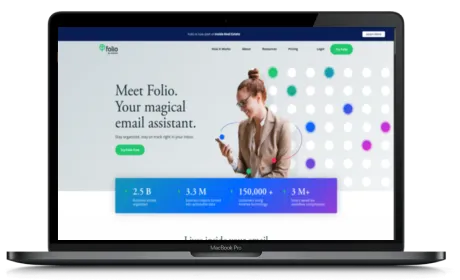 Folio website displayed on a Macbook