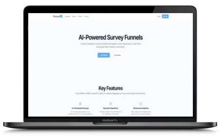 Funnel AI website displayed on a Macbook
