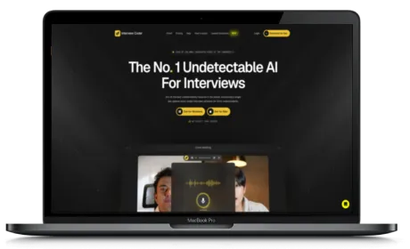Interviewcoder website displayed on a Macbook
