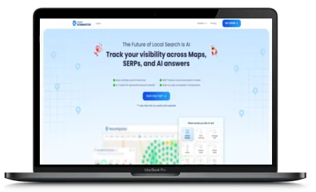 Local Dominator website displayed on a Macbook