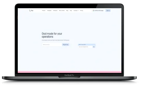 Play website displayed on a Macbook