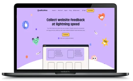 QualityHive website displayed on a Macbook