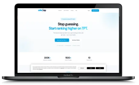 SellerSpy website displayed on a Macbook