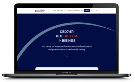 Silva Hunt website displayed on a Macbook