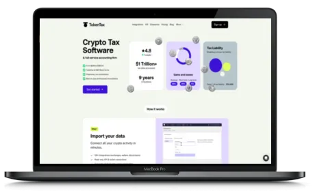 TokenTax website displayed on a Macbook
