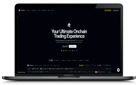 Trojan Terminal website displayed on a Macbook