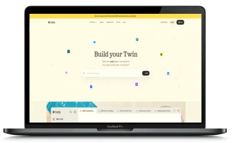 Twin website displayed on a Macbook