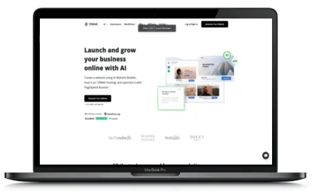 10Web website displayed on a Macbook