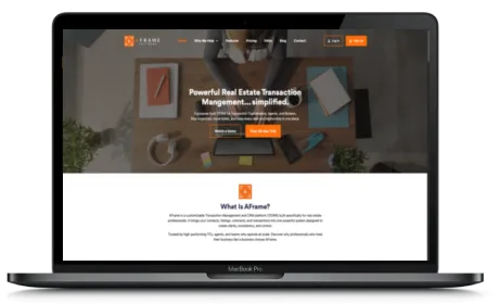 a Frame Software website displayed on a Macbook