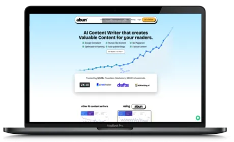 Abun website displayed on a Macbook