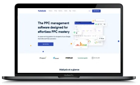 Adalysis website displayed on a Macbook