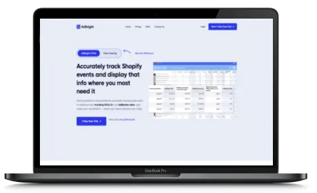 AdBright website displayed on a Macbook