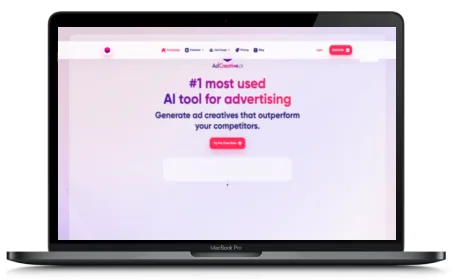 AdCreative.ai website displayed on a Macbook
