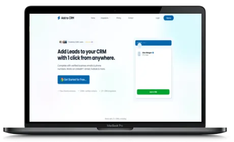 Add to CRM website displayed on a Macbook
