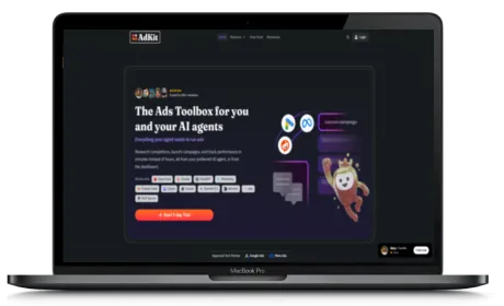 AdKit website displayed on a Macbook