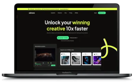 Adnova website displayed on a Macbook