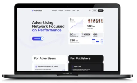 AdProfex website displayed on a Macbook