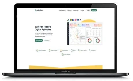 Adpulse website displayed on a Macbook