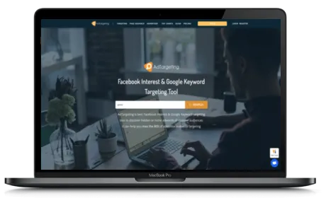 AdTargeting website displayed on a Macbook