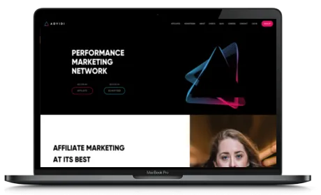 Advidi website displayed on a Macbook