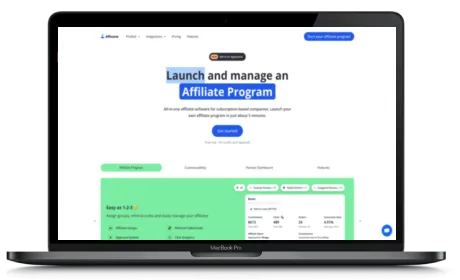 Afficone website displayed on a Macbook