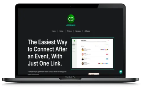 AfterLinker website displayed on a Macbook