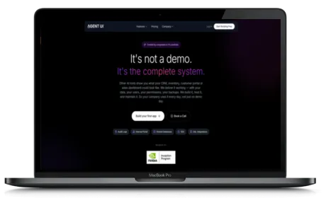 Agent UI website displayed on a Macbook