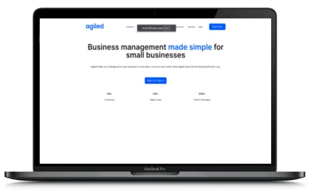 Agiled website displayed on a Macbook