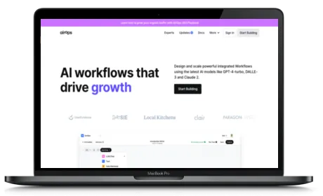AirOps website displayed on a Macbook