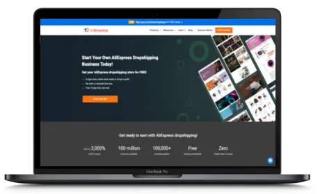 AliDropship website displayed on a Macbook