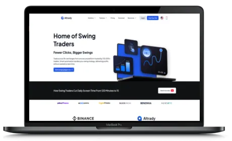 Altrady website displayed on a Macbook