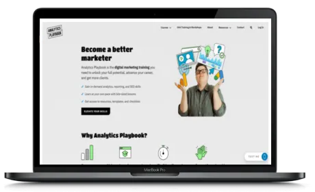 Analytics Playbook website displayed on a Macbook