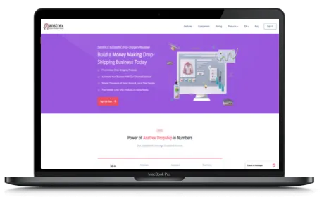 Anstrex Dropship website displayed on a Macbook