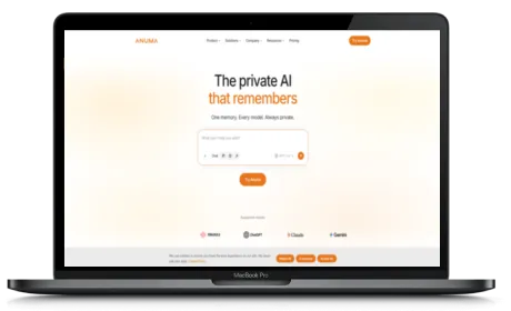 Anuma website displayed on a Macbook