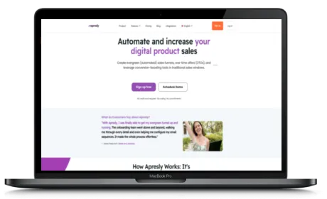 Apresly website displayed on a Macbook